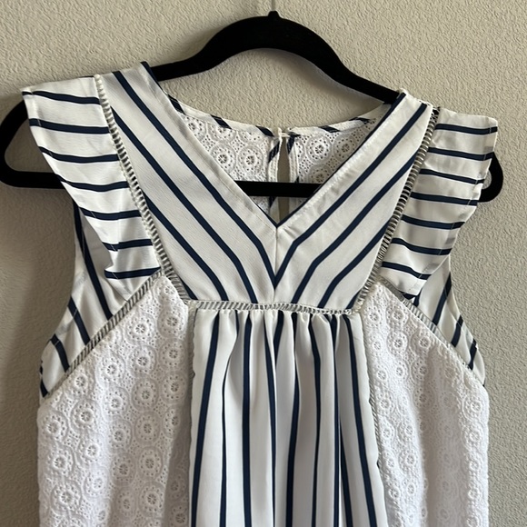 Doe & Rae Stripe & Eyelet Ruffle Sleeve Top - Picture 5 of 6